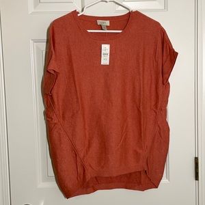 Loft Short Sleeve Orange Sweater NWT